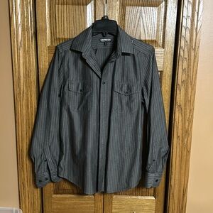 Men’s Express Grey Stripe Dress Shirt - small